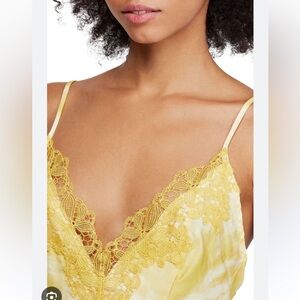 Free people yellow tie dye silk bodysuit NWOT
